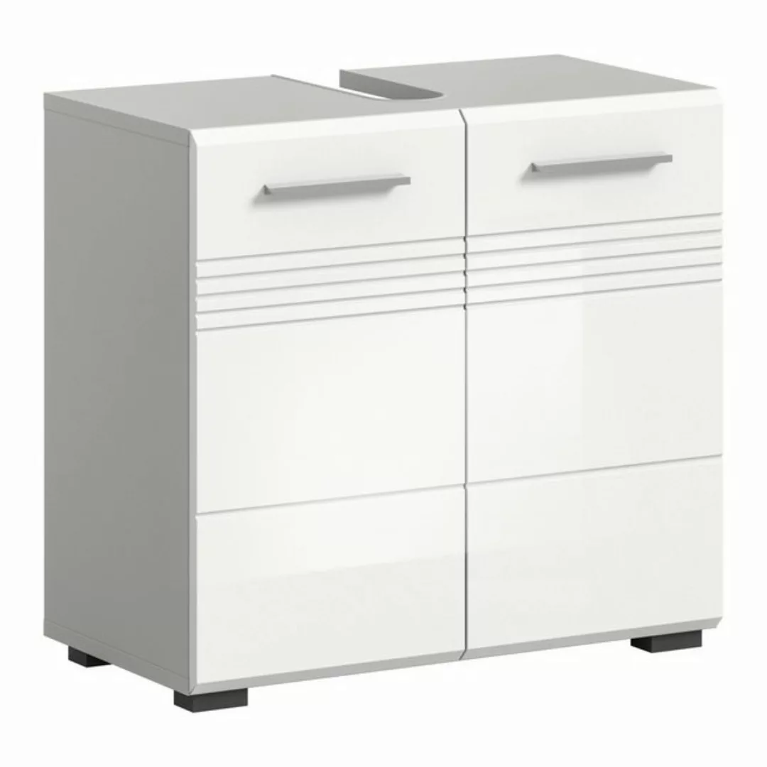 xonox.home Waschbeckenunterschrank in Hellgrau / Weiß Hochglanz - 60x56x32c günstig online kaufen