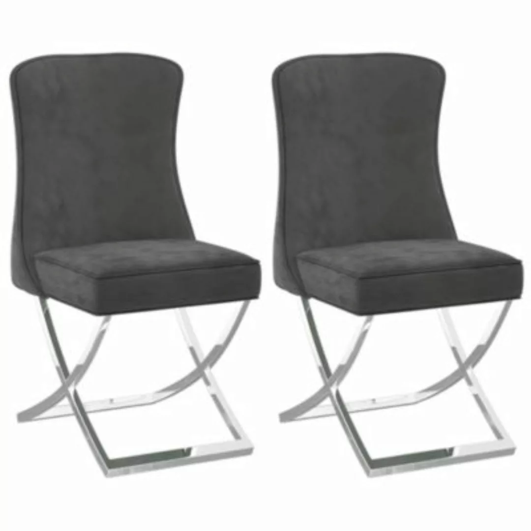 vidaXL Esszimmerstühle 2 Stk. Grau 53x52x98 cm Samt & Edelstahl Esszimmerst günstig online kaufen
