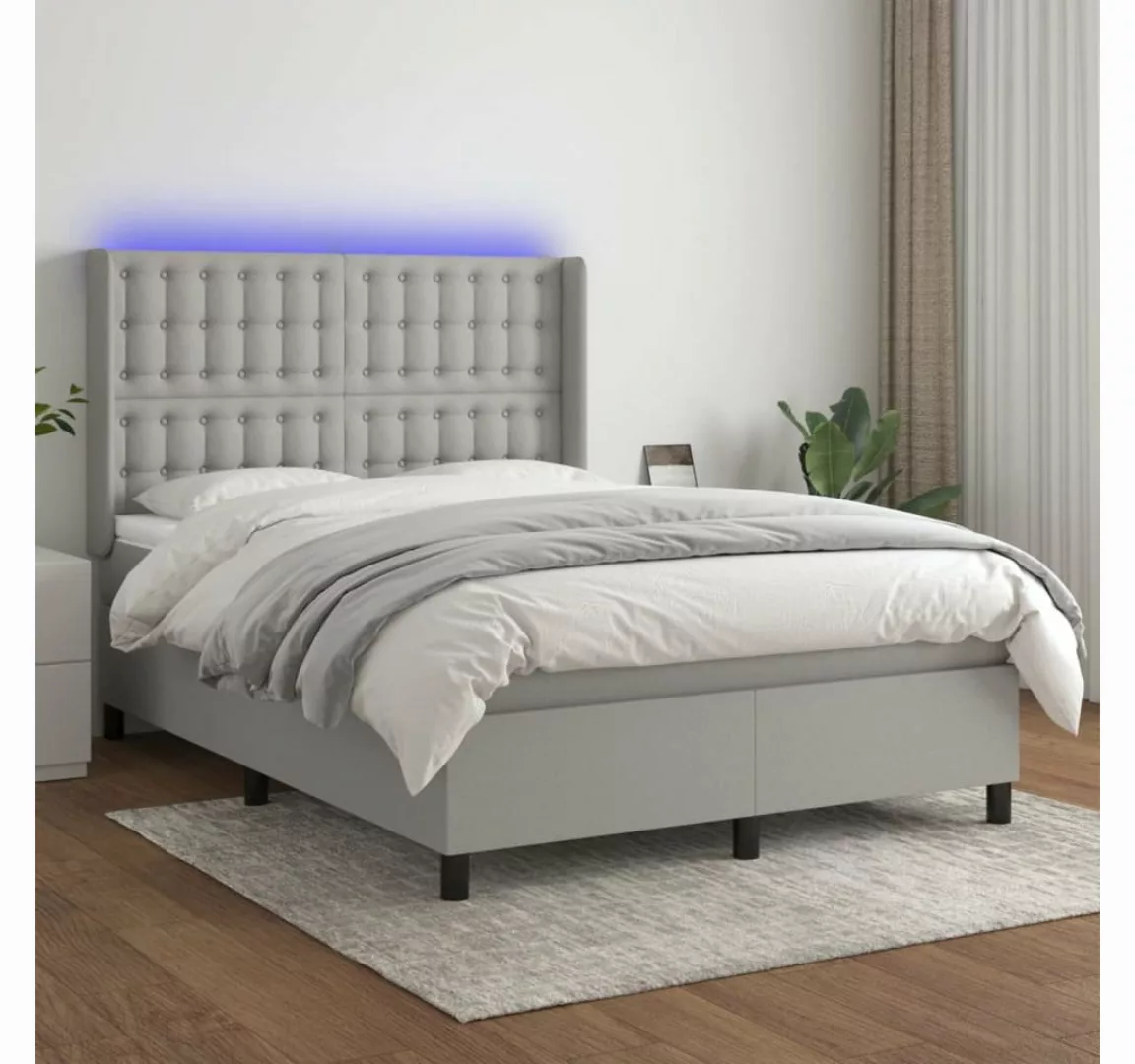 vidaXL Boxspringbett Boxspringbett mit Matratze und LED Stoff (140 x 190 cm günstig online kaufen