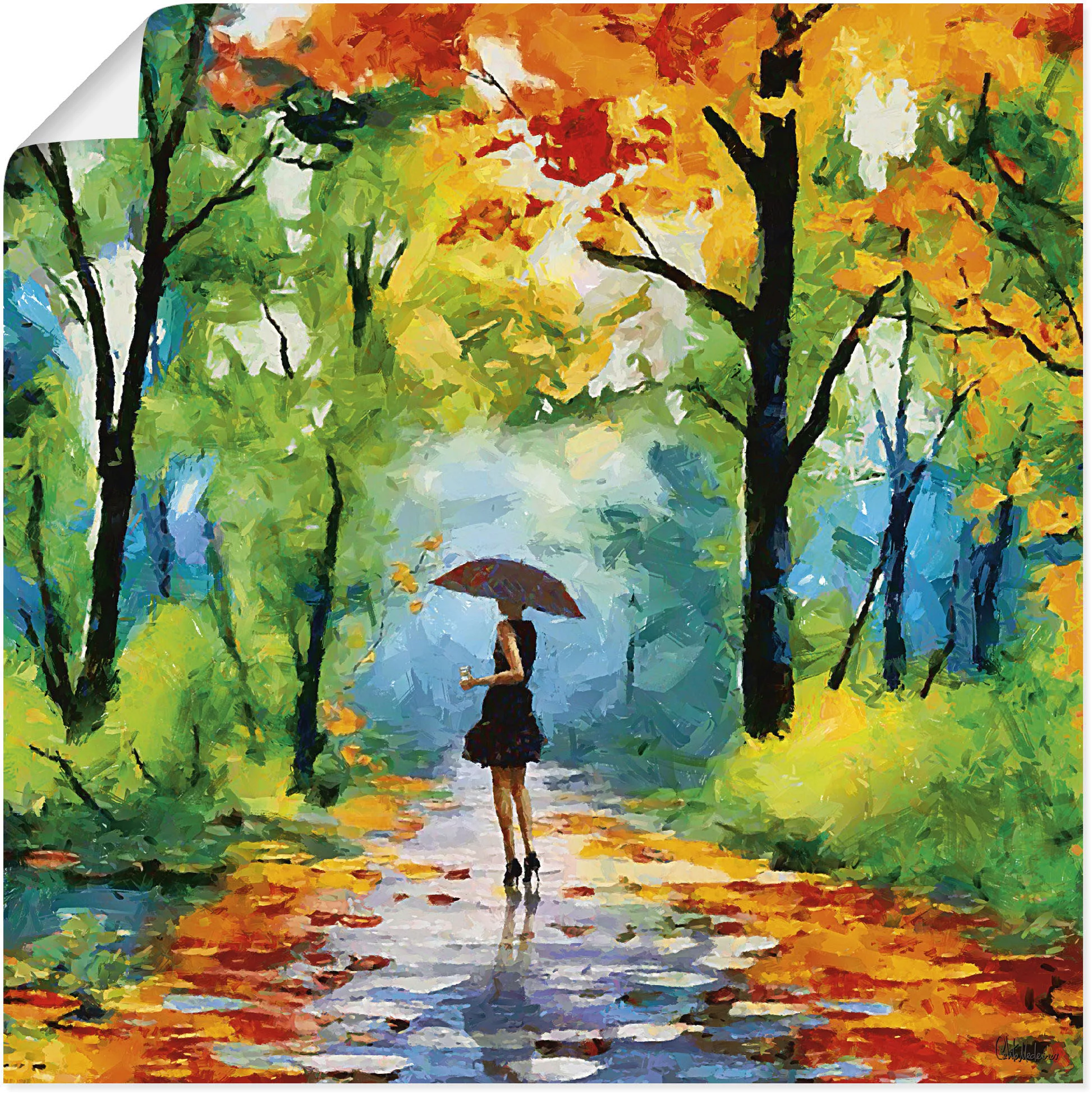 Artland Wandbild "Herbstlicher Spaziergang im Park", Vier Jahreszeiten Bild günstig online kaufen