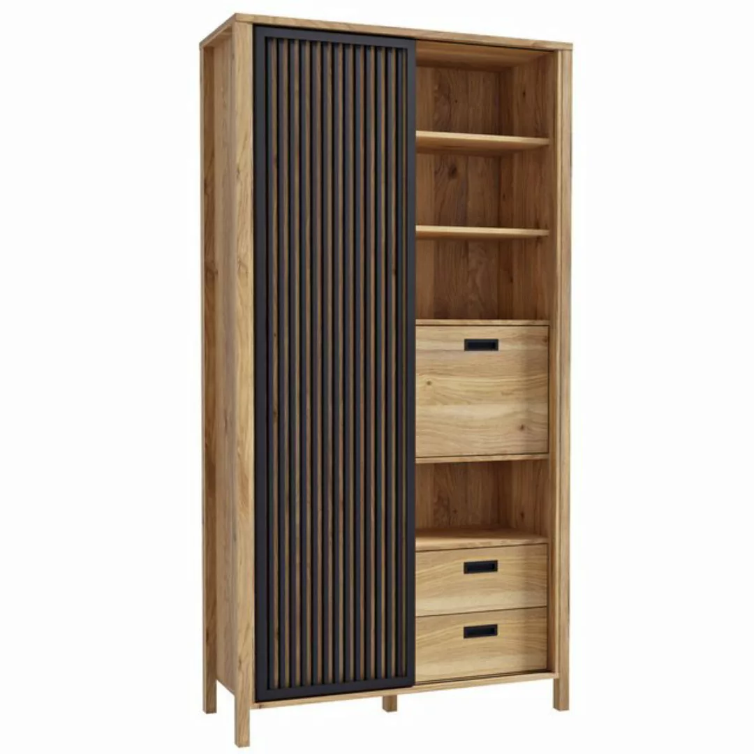 expendio Hochschrank Judith 1 Mauvella Oak Nb. / schwarz 104x201x41 cm günstig online kaufen