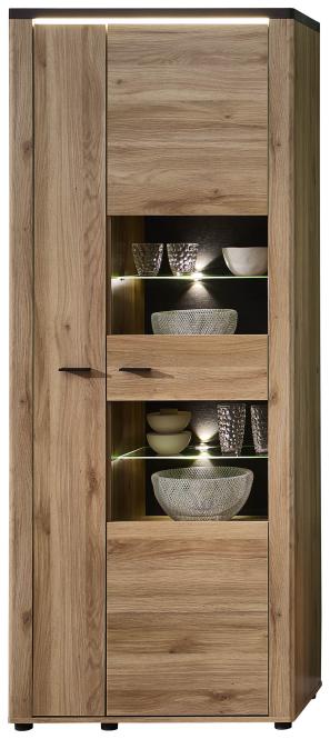 Vitrine inkl. LED-Beleuchtung ca. 78x202x38 cm Mauvella Oak / Carbon Eiche günstig online kaufen