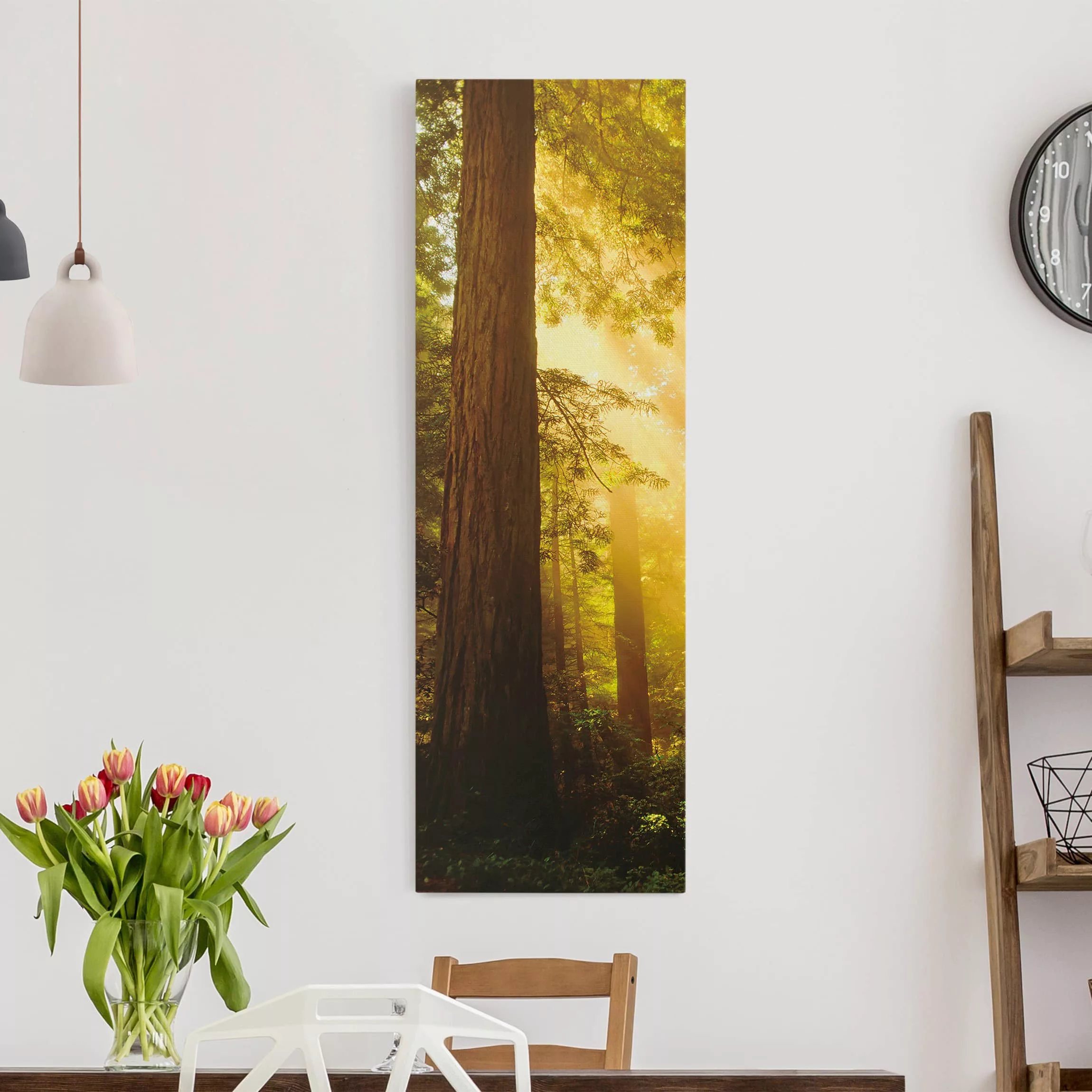 Leinwandbild Wald - Hochformat Morgengold günstig online kaufen