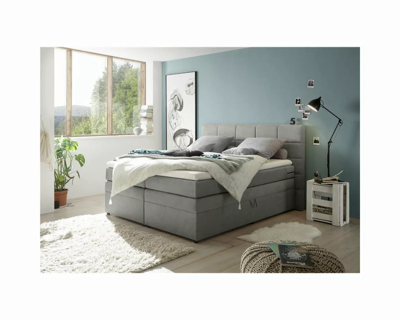 Lomadox Boxspringbett TEREZIN-09, Doppelbett, 180x200, mit Bettkasten, Härt günstig online kaufen