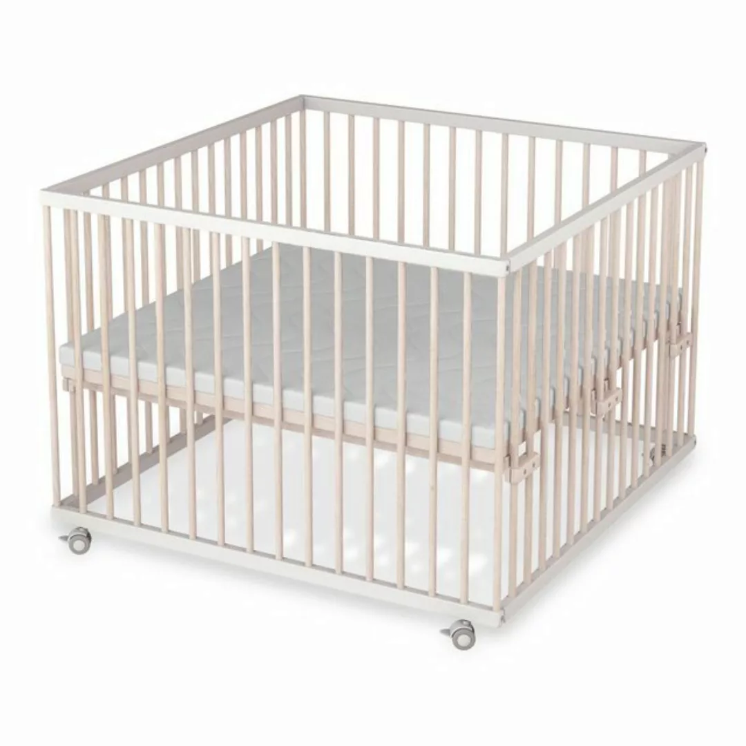 Sämann Babybett Laufgitter 100x100 cm Matratze Basic weiß/natur Premium Kol günstig online kaufen