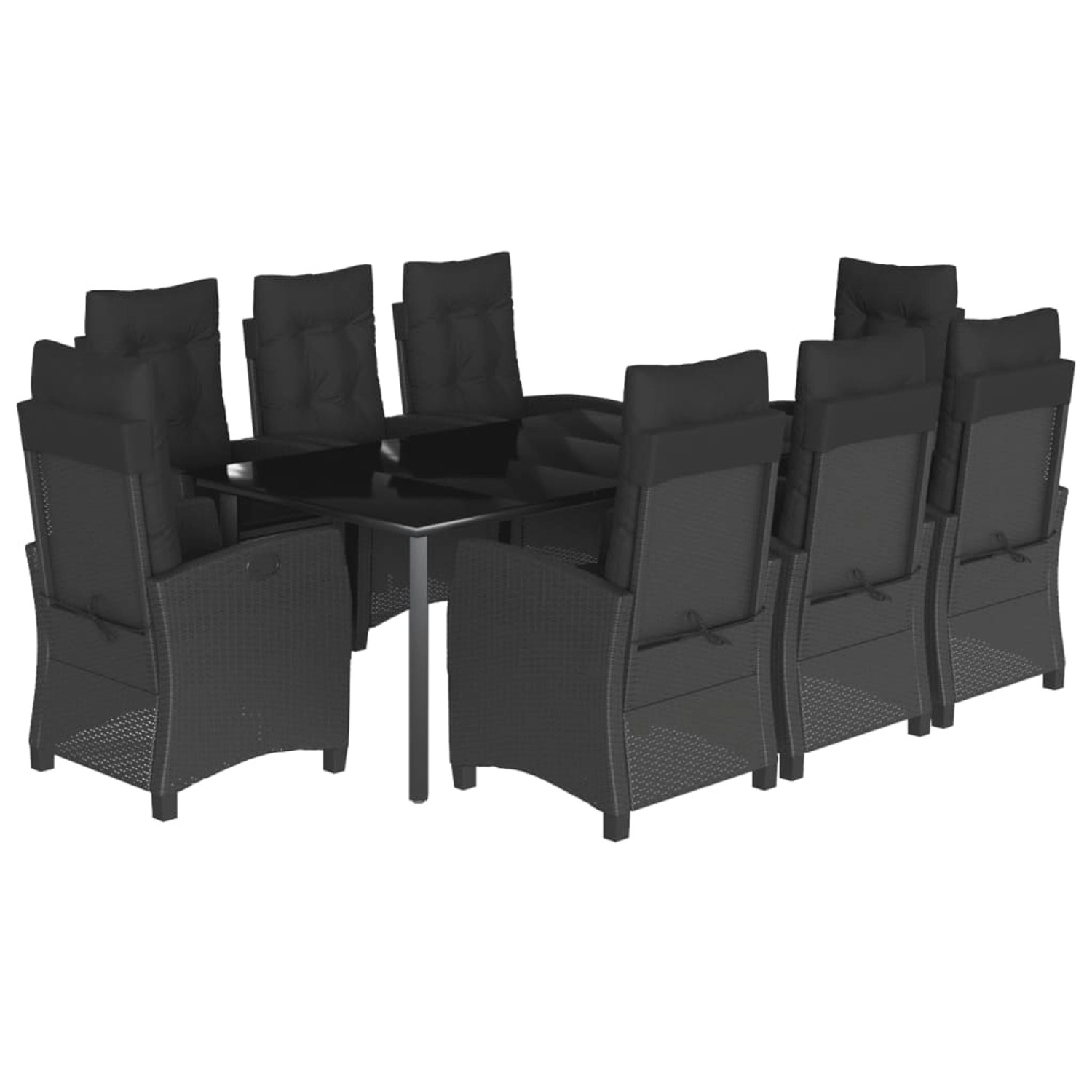 vidaXL 9-Tlg Garten-Essgruppe mit Kissen Schwarz Poly Rattan 3212760 günstig online kaufen