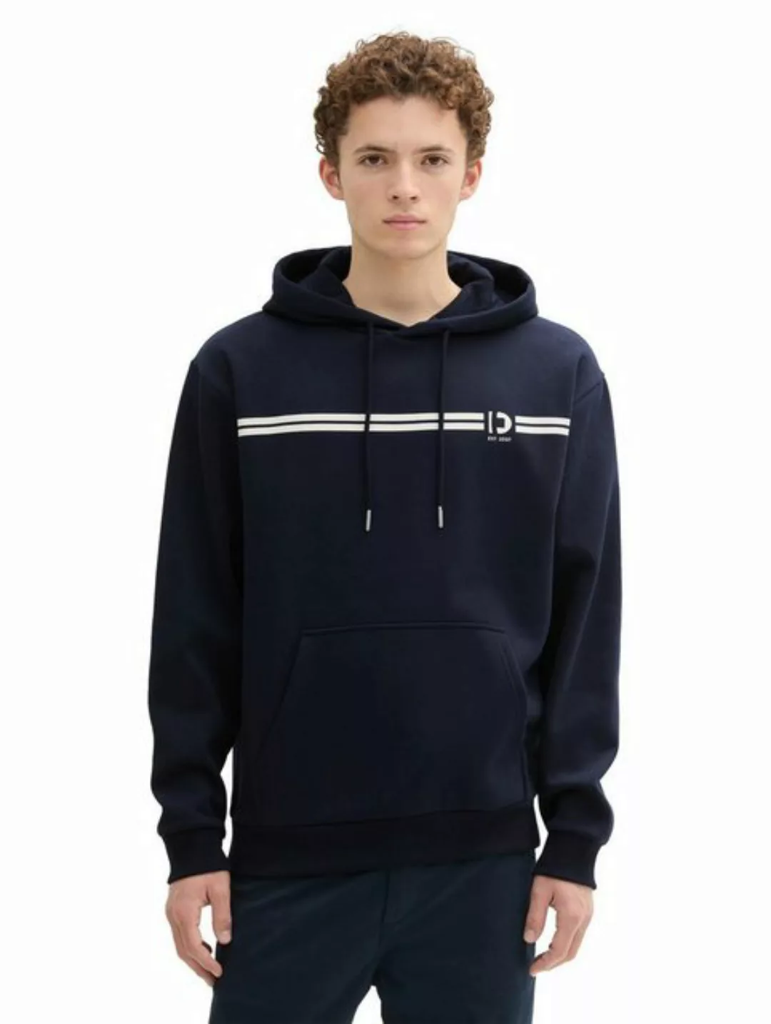 TOM TAILOR Denim Sweatshirt hoodie with chest print, sky captain blue günstig online kaufen