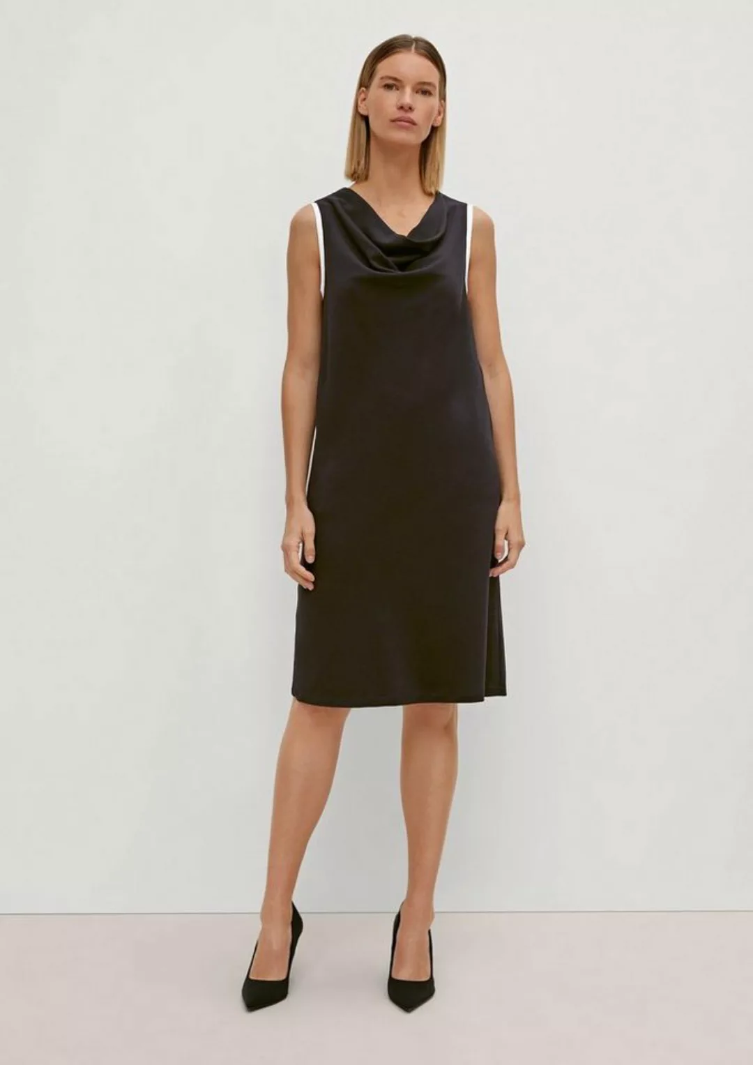 Comma Minikleid Kleid mit Wasserfall-Ausschnitt Kontrast-Details günstig online kaufen