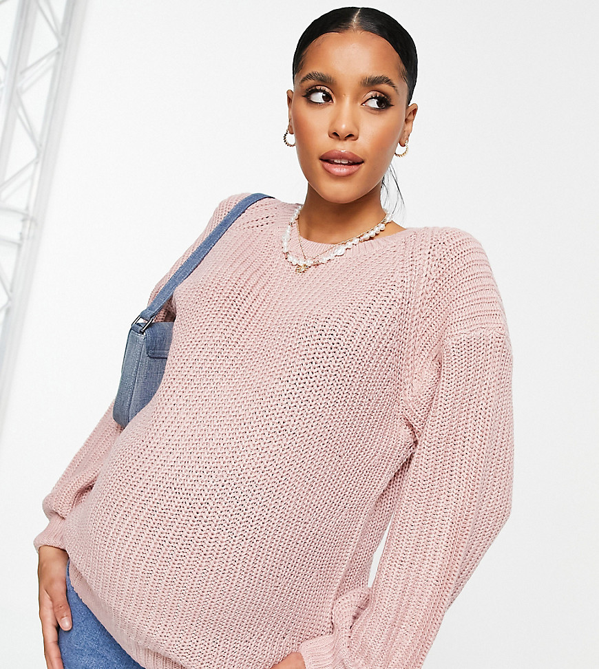 New Look Maternity – Pullover in Hellrosa mit voluminösen Ärmeln günstig online kaufen