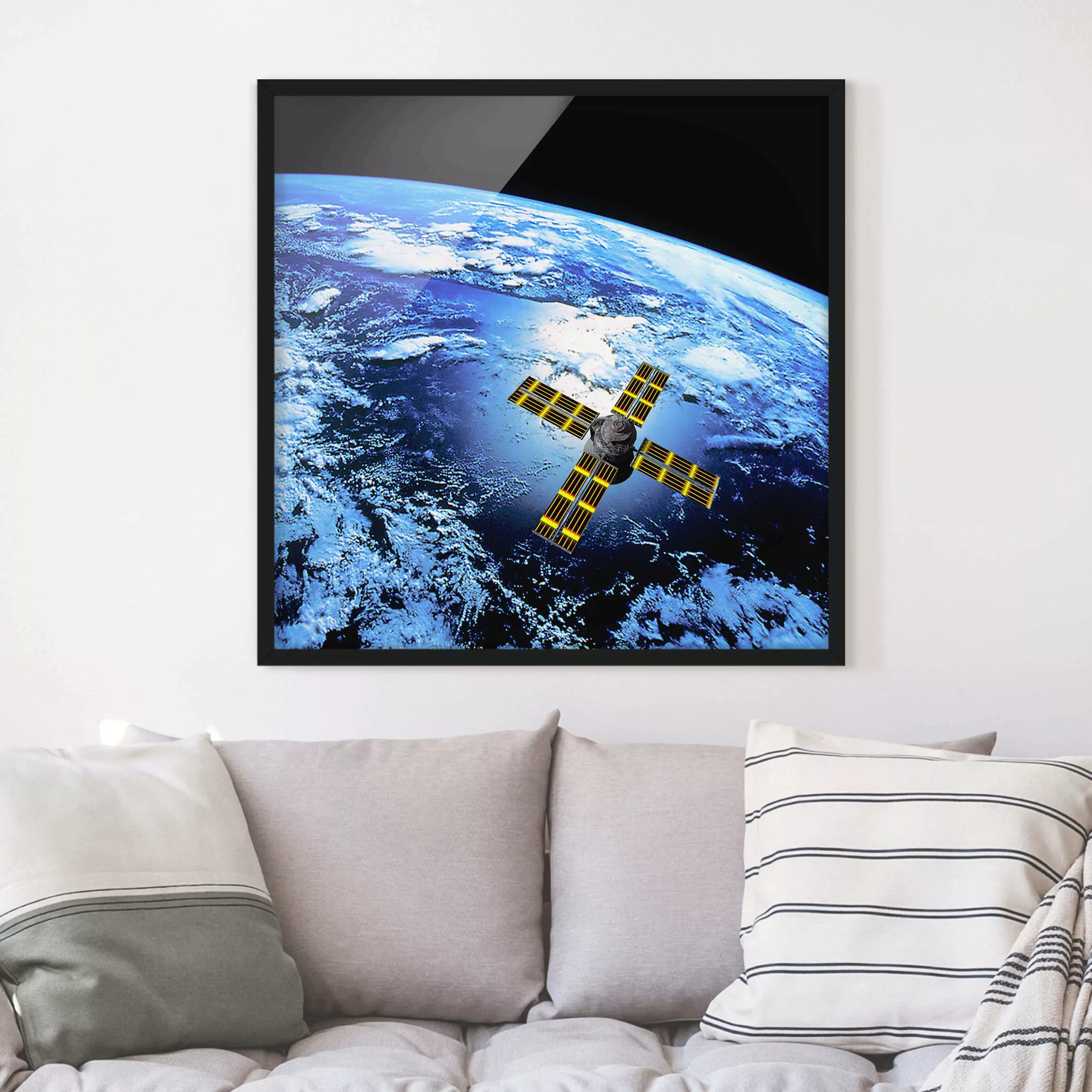 Bild mit Rahmen Stadt-, Land- & Weltkarte - Quadrat Space Runner günstig online kaufen