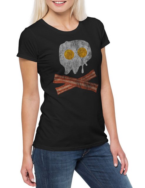 Urban Backwoods Print-Shirt Bacon & Egg Skull Damen T-Shirt Spiegelei Bones günstig online kaufen