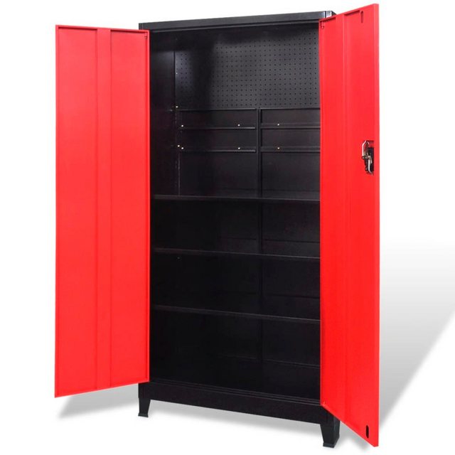 Werkzeugschrank Mit 2 Türen Stahl 90x40x180 Cm Schwarz/rot günstig online kaufen