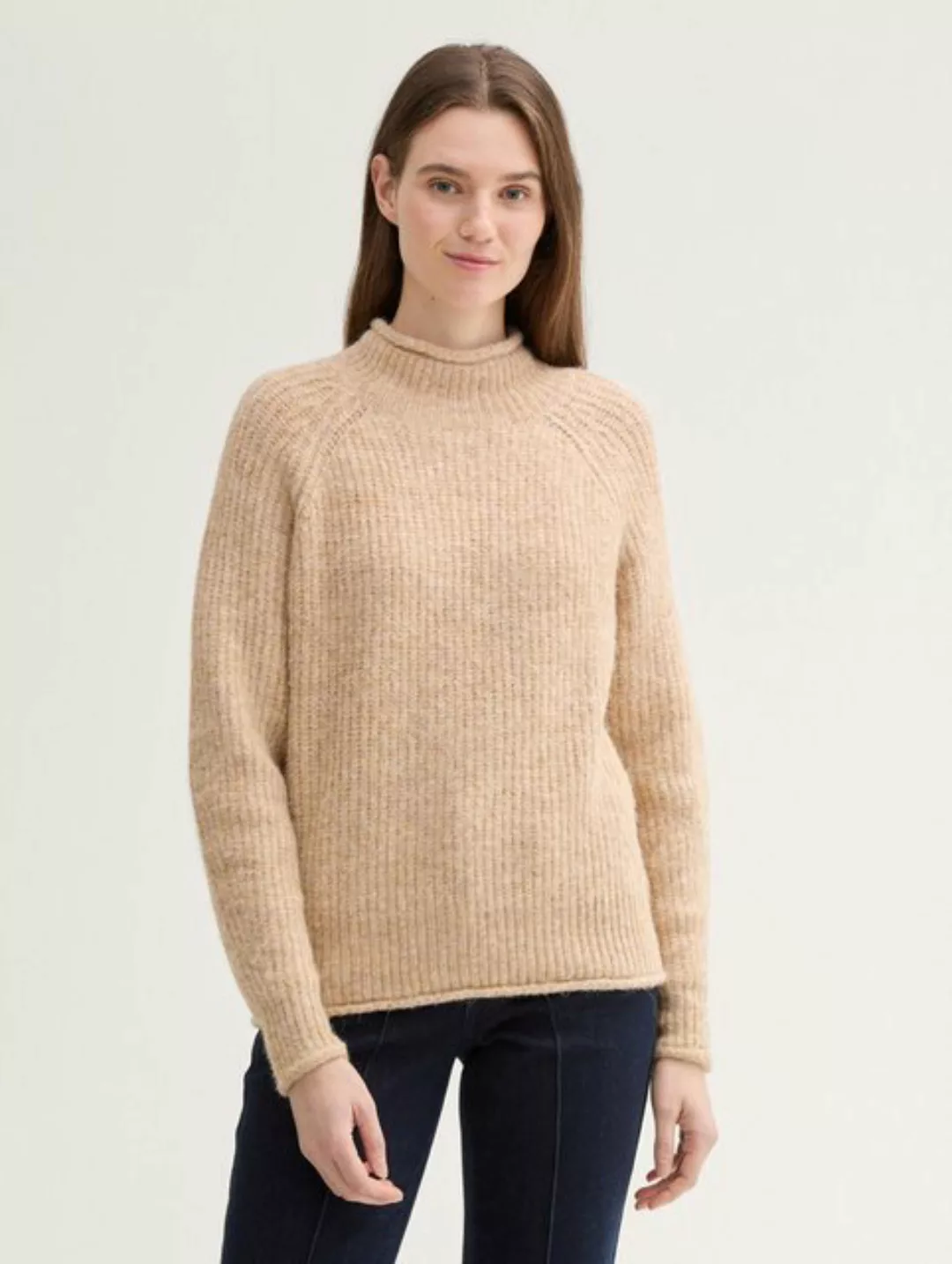 TOM TAILOR Denim Strickpullover Relaxed Pullover mit Stehkragen günstig online kaufen