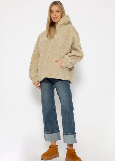 SASSYCLASSY Strickpullover Kuscheliger Oversize Teddy Kapuzenpullover Damen günstig online kaufen