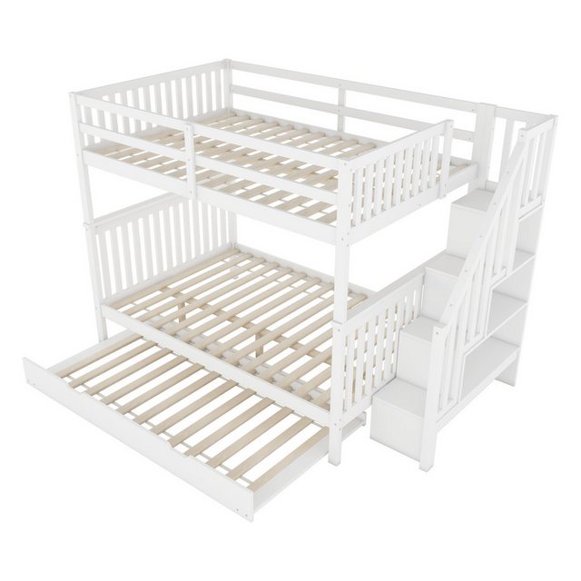 MODFU Etagenbett Kinderbett (Treppenregal, ausgestattet mit ausziehbares Ro günstig online kaufen