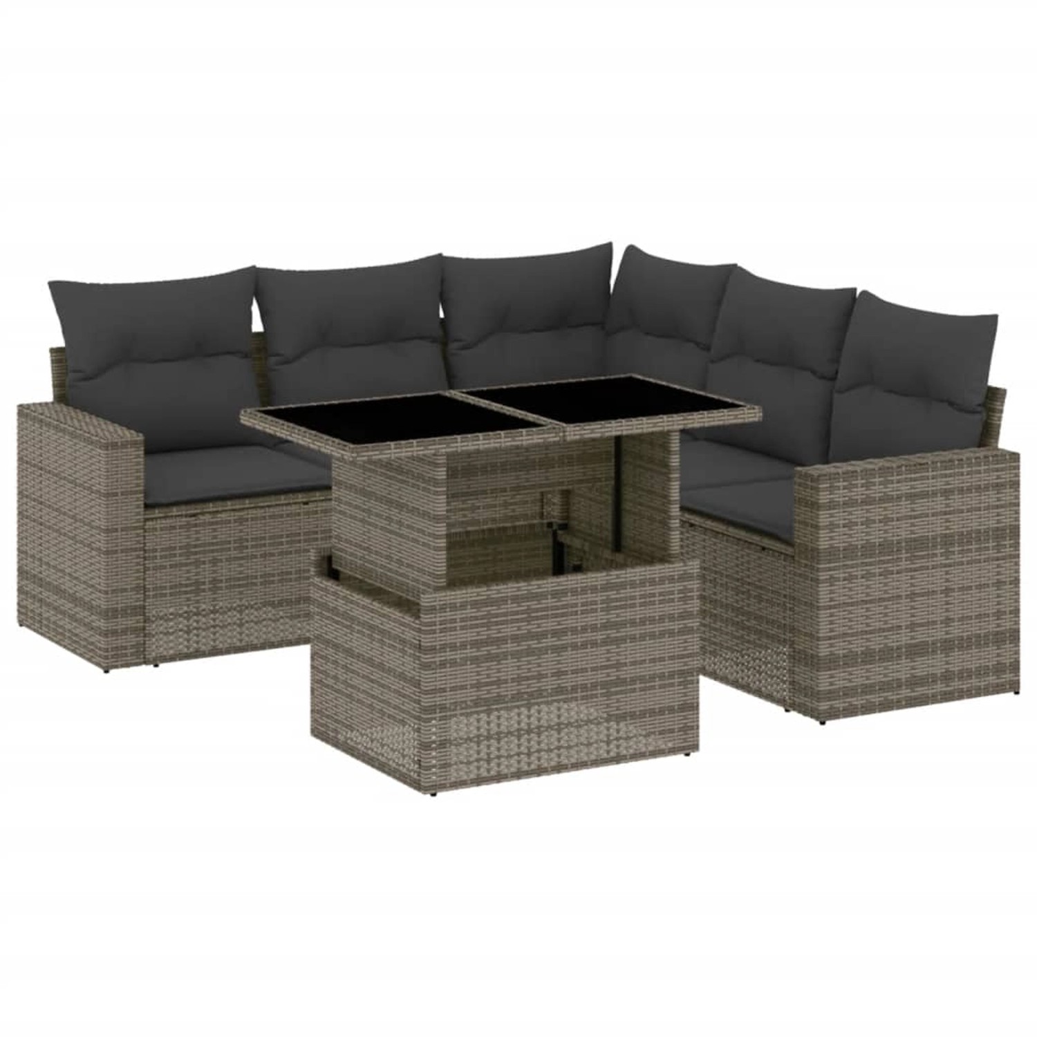 vidaXL 6-Tlg Garten-Sofagarnitur mit Kissen Grau Poly Rattan 3267270 günstig online kaufen