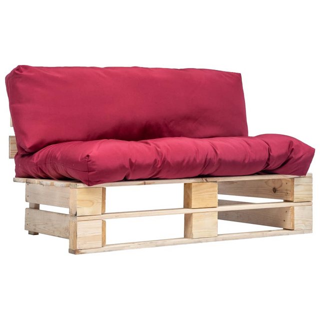 Garten-palettensofa Mit Roten Kissen Kiefernholz günstig online kaufen