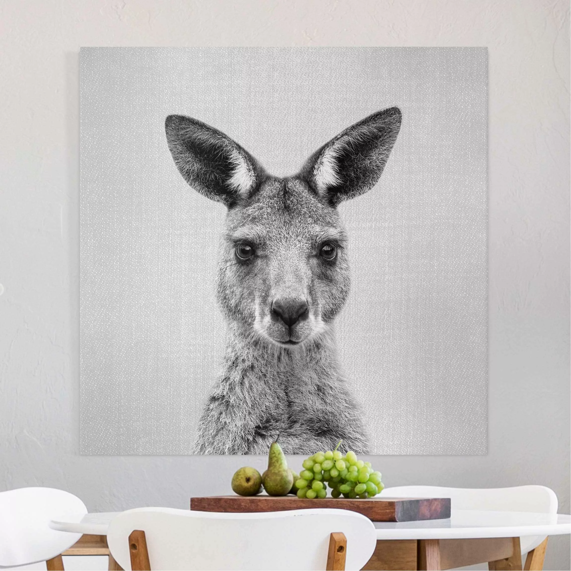 Leinwandbild Känguru Knut Schwarz Weiß günstig online kaufen