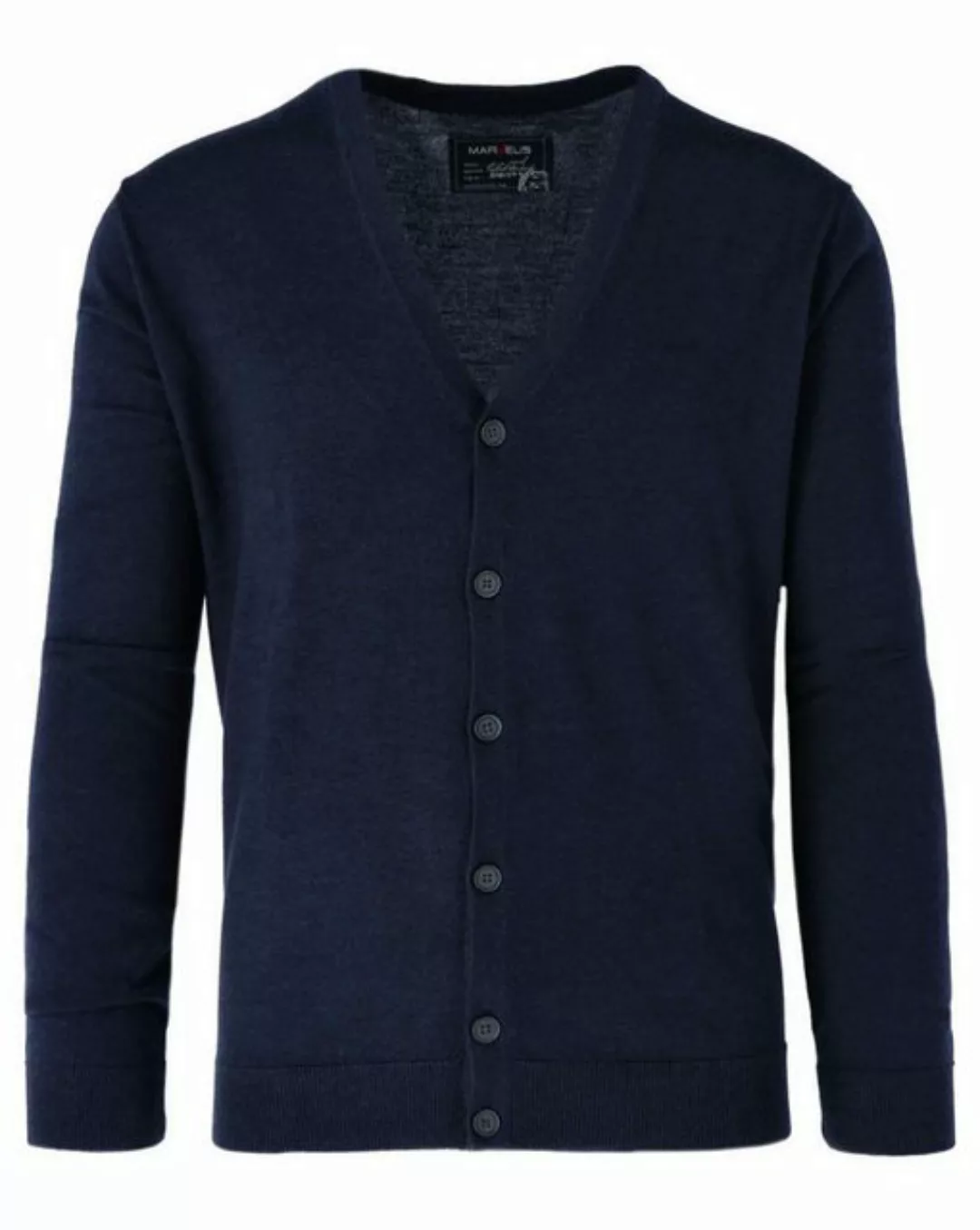 MARVELIS Strickjacke Cardigan - Casual Fit - Merino - Marine (1-tlg) günstig online kaufen