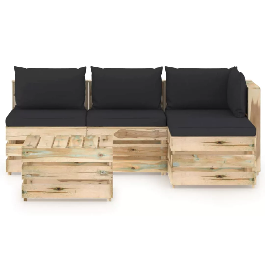 5-tlg. Garten-lounge-set Mit Kissen Grün Imprägniertes Holz günstig online kaufen