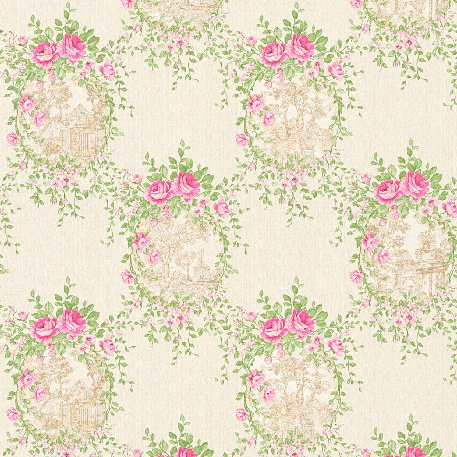 Bricoflor Rosen Tapete Rosa Grün Creme Florale Vliestapete Romantisch für S günstig online kaufen
