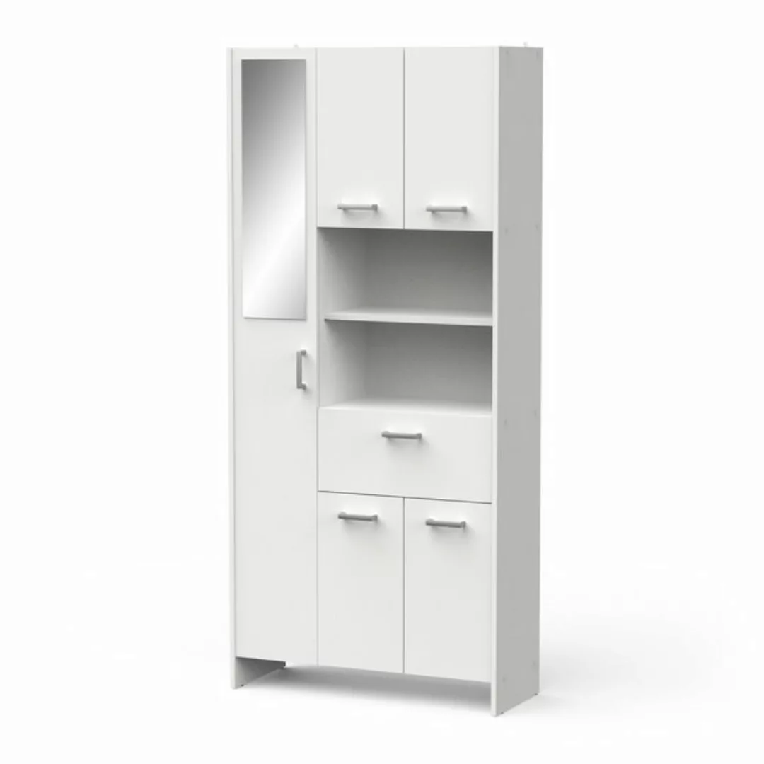 PREISBRECHER Mehrzweckschrank CORALIE 3 in Matt weiß - 83,4x184,9x32,8cm (B günstig online kaufen