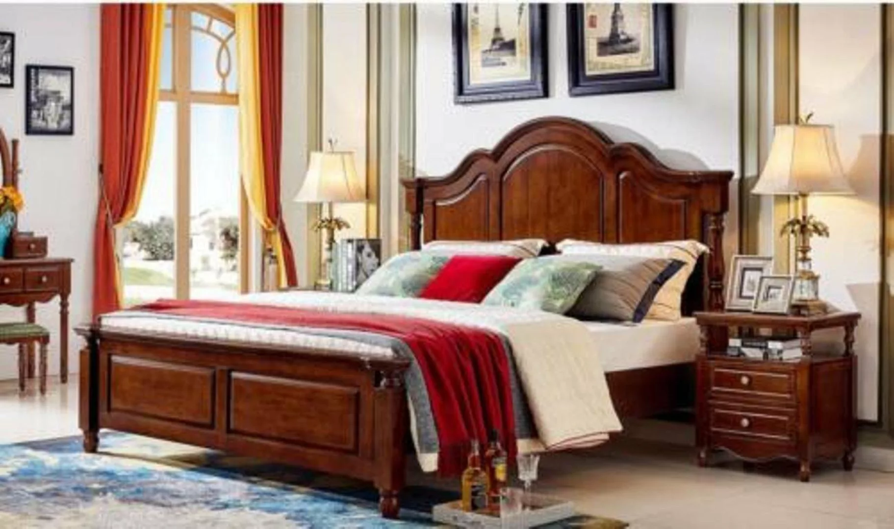 JVmoebel Bett, Art Deco Doppelbett Schlafzimmer Bett Möbel Holz Design Bett günstig online kaufen