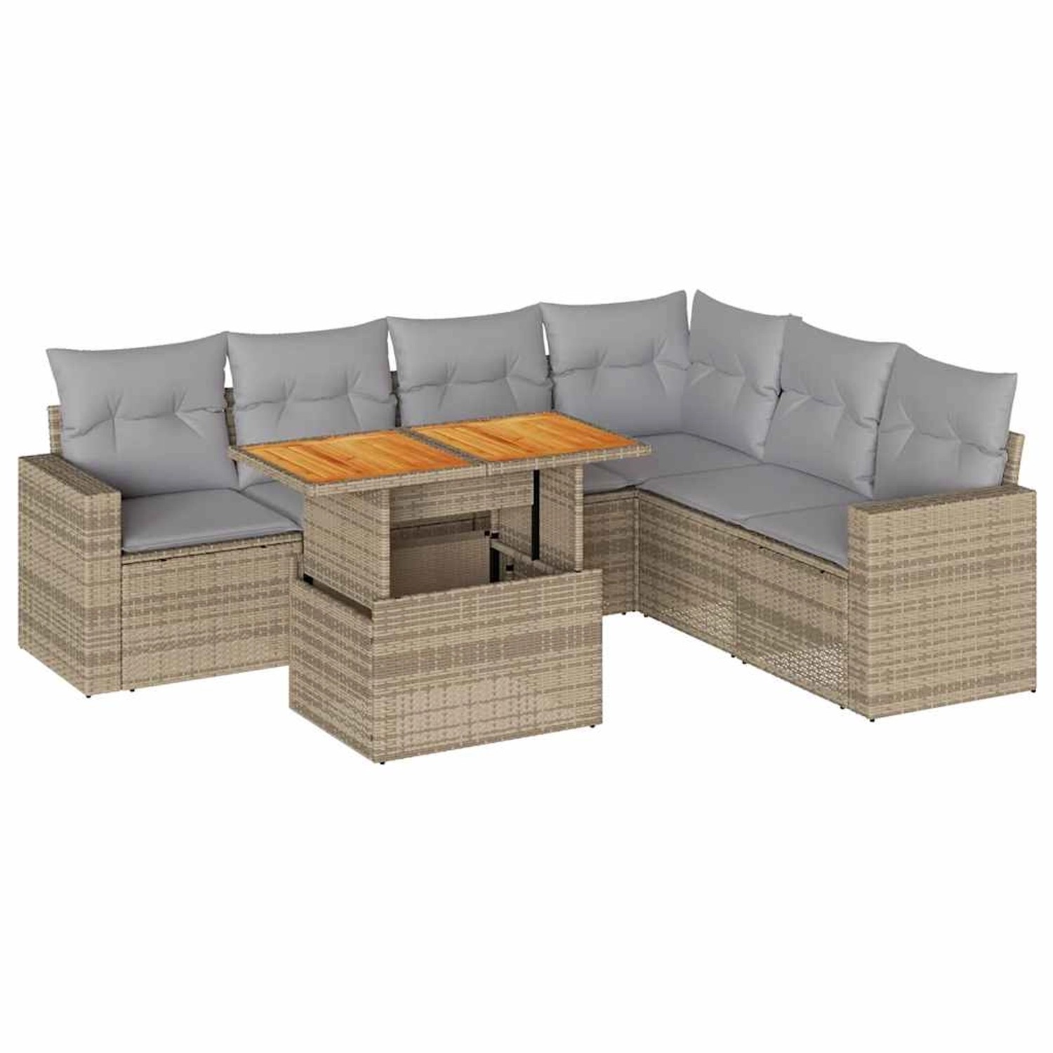 vidaXL 7-Tlg Garten-Sofagarnitur mit Kissen Beige Poly Rattan 3327048 günstig online kaufen