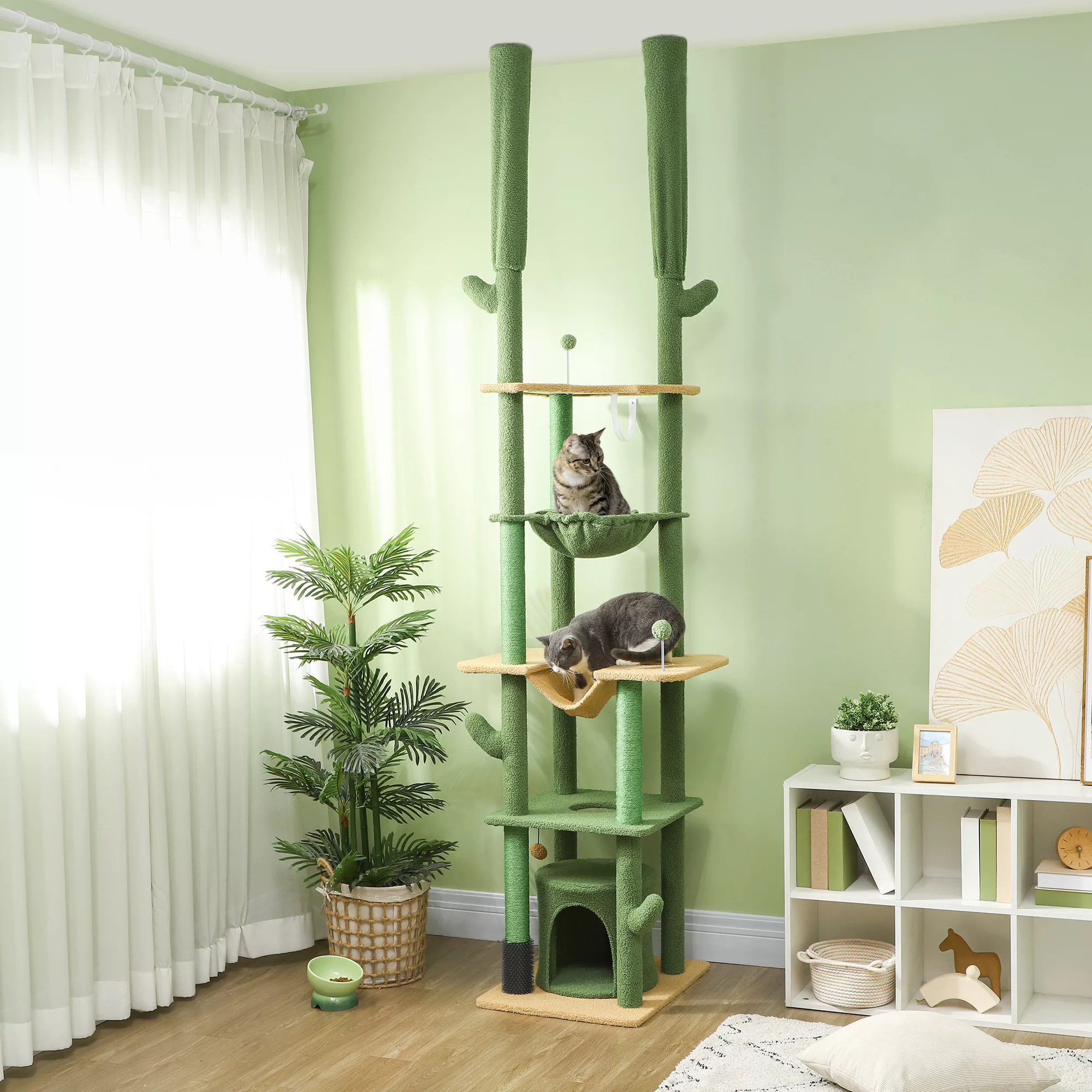 PawHut Kratzbaum Deckenhoch, Katzenbaum, 225-255 cm Katzenkratzbaum mit Kat günstig online kaufen