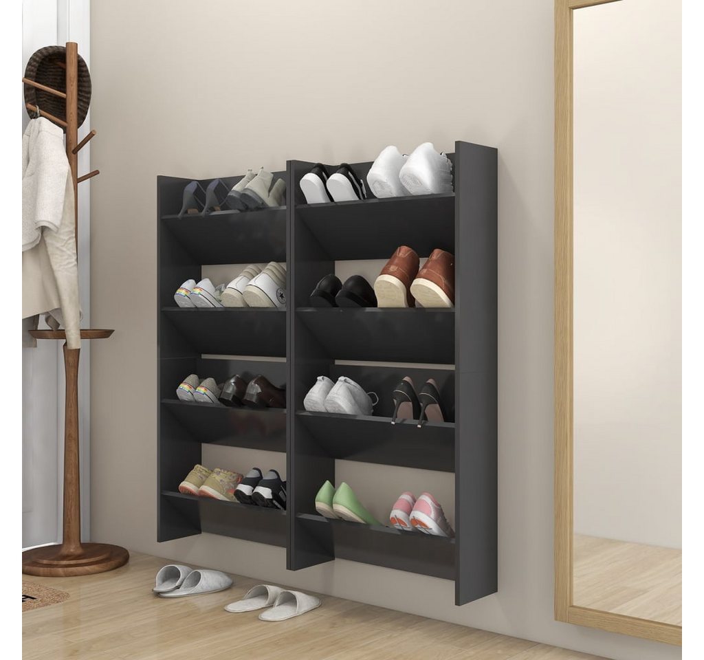 vidaXL Schuhschrank Wand-Schuhschränke 4 Stk Grau 60x18x60 cm Spanplatte günstig online kaufen