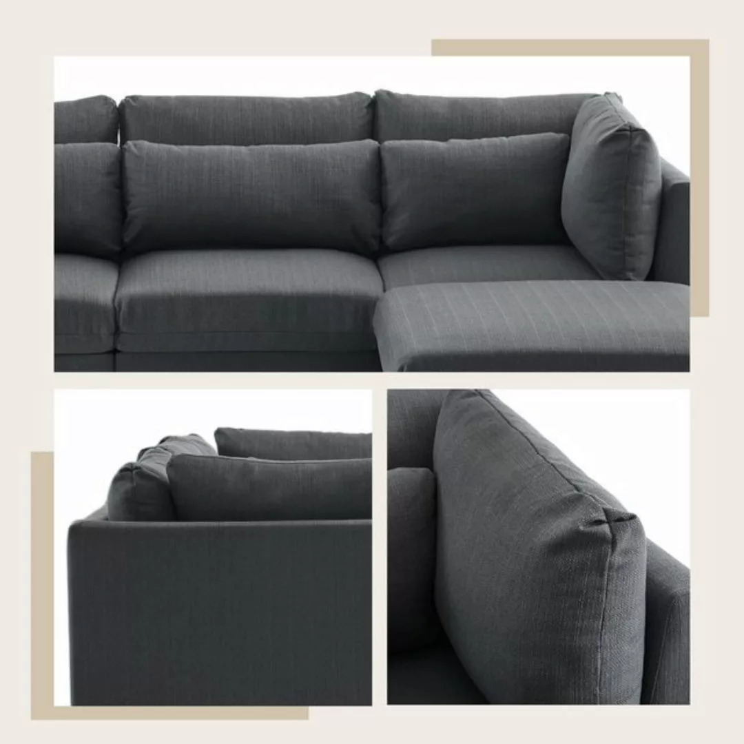 SeedWave Sofa L-förmiges 3-Sitzer-Sofa mit abnehmbare Fußhocker und Lendenk günstig online kaufen