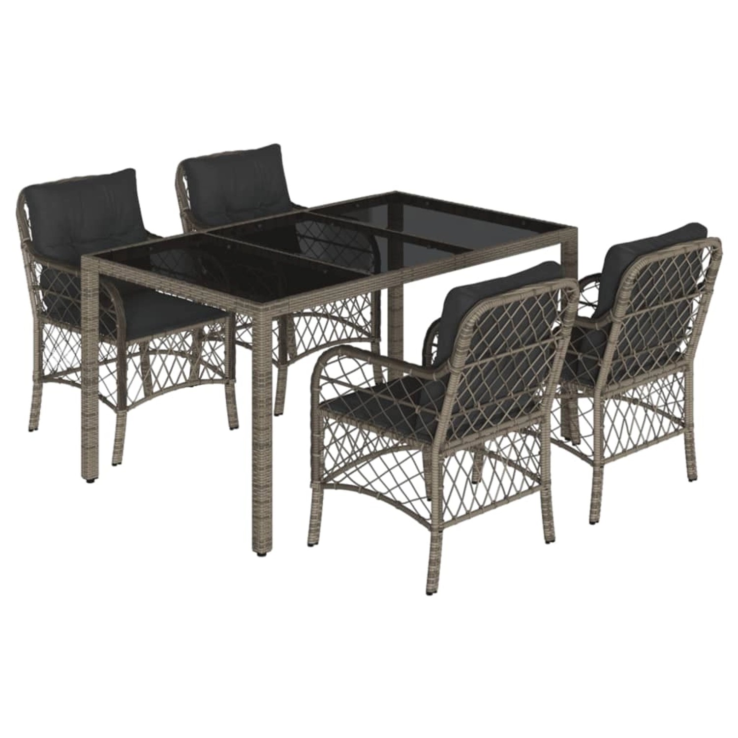 vidaXL 5-Tlg Garten-Essgruppe mit Kissen Grau Poly Rattan 3212032 günstig online kaufen