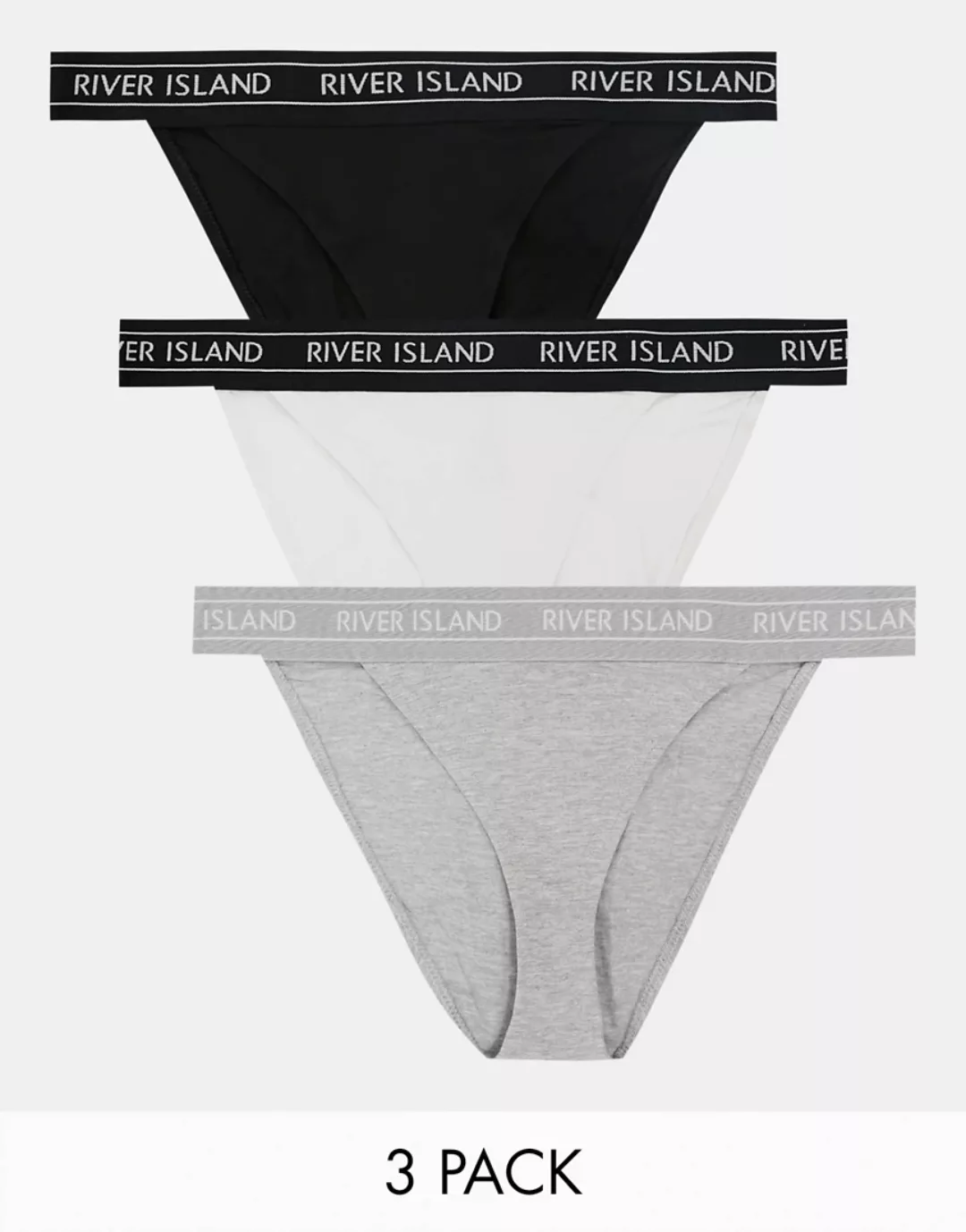 River Island – Mehrfarbige Slips mit Logobund im 3er-Pack, Kombiteil günstig online kaufen