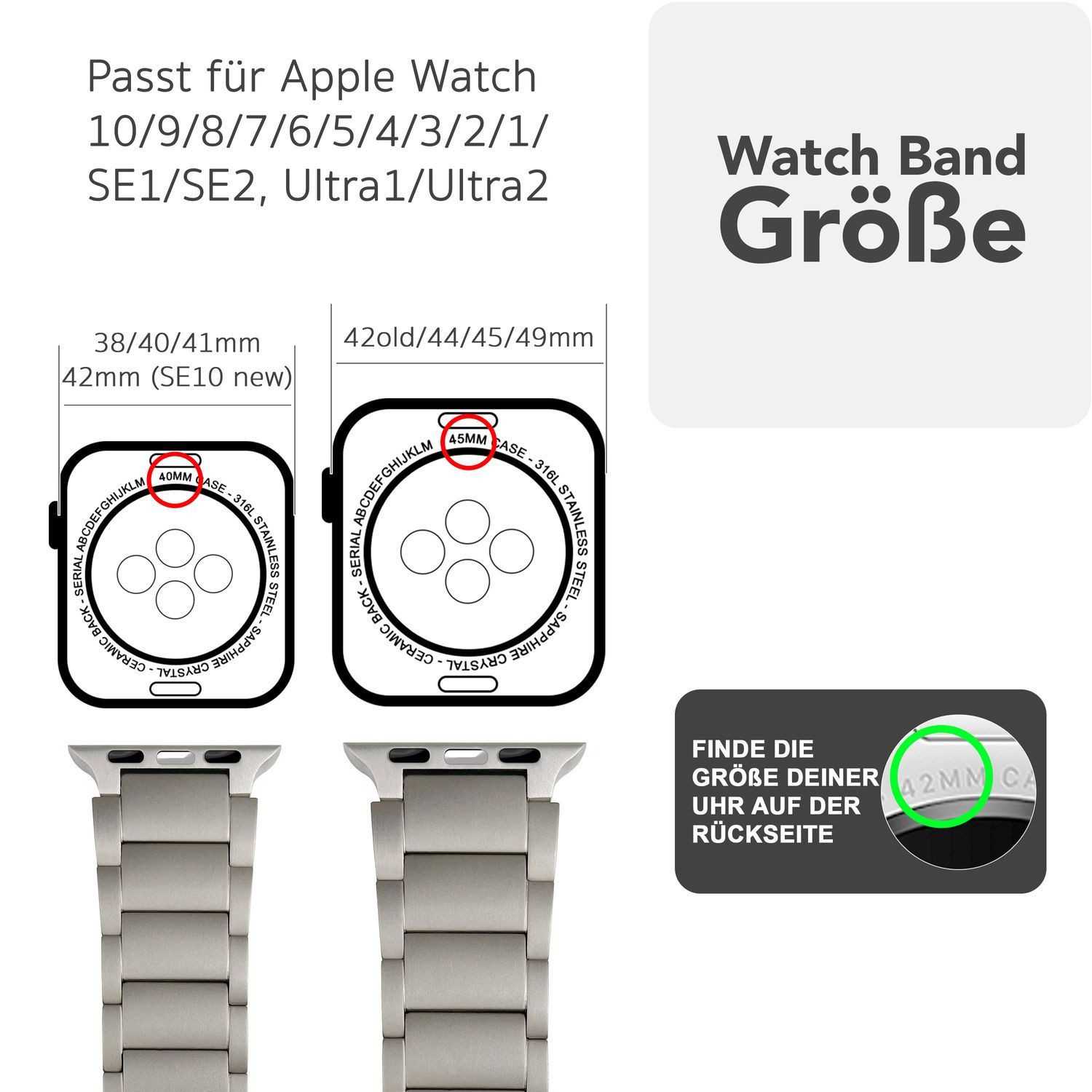 Nalia Smartwatch-Armband Apple Watch 49mm/46/45/44/42(Serie 1-3), günstig online kaufen