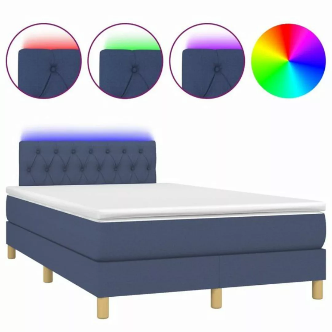 vidaXL Boxspringbett Boxspringbett mit Matratze LED Blau 120x200 cm Stoff B günstig online kaufen