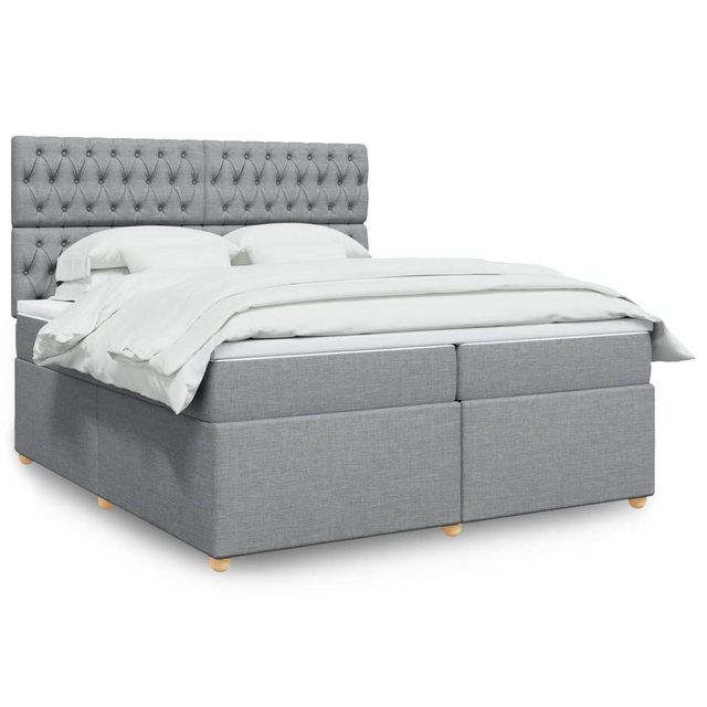 vidaXL Boxspringbett, Boxspringbett mit Matratze Hellgrau 200x200 cm Stoff günstig online kaufen