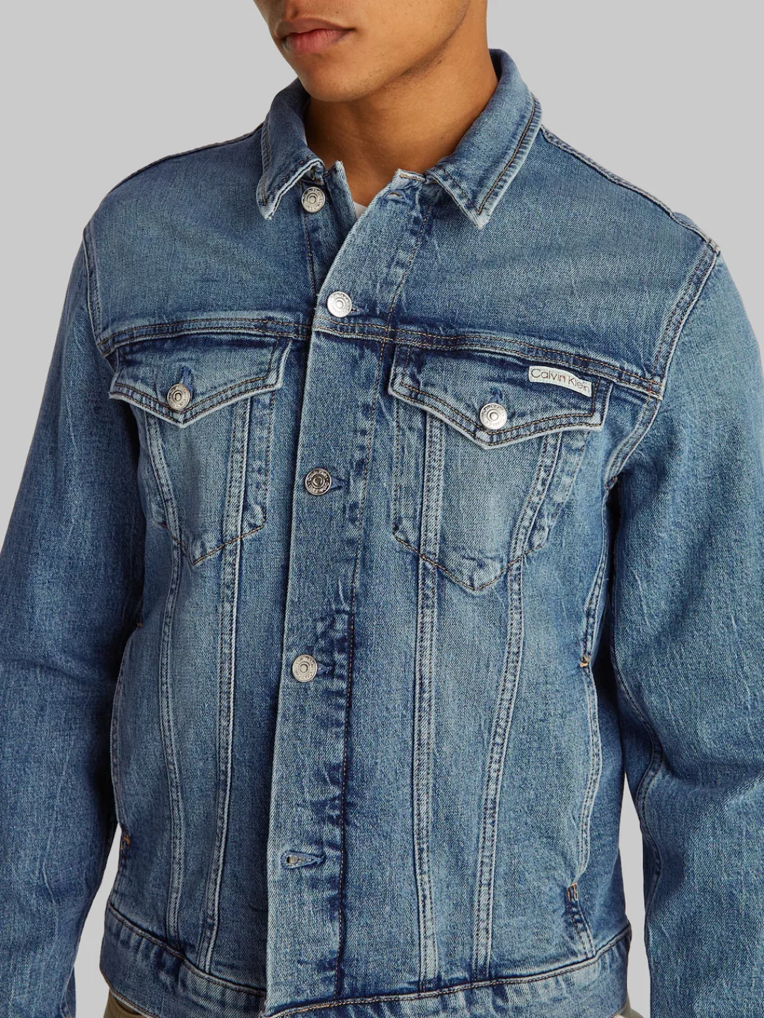 Calvin Klein Jeans Jeansjacke "SLIM DENIM JACKET", in dunkelblauer Waschung günstig online kaufen