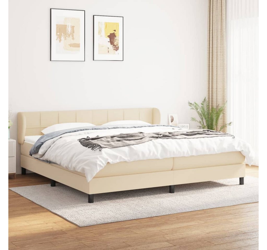 vidaXL Boxspringbett Boxspringbett mit Matratze Creme 200x200 cm Stoff Bett günstig online kaufen