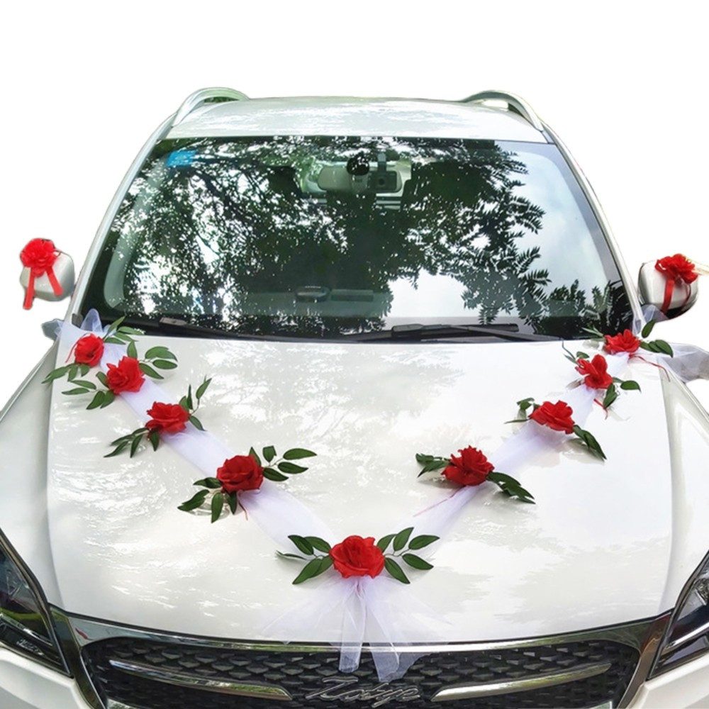 Kunstblume Autoschmuck Hochzeit Motorhaube Auto Wedding günstig online kaufen