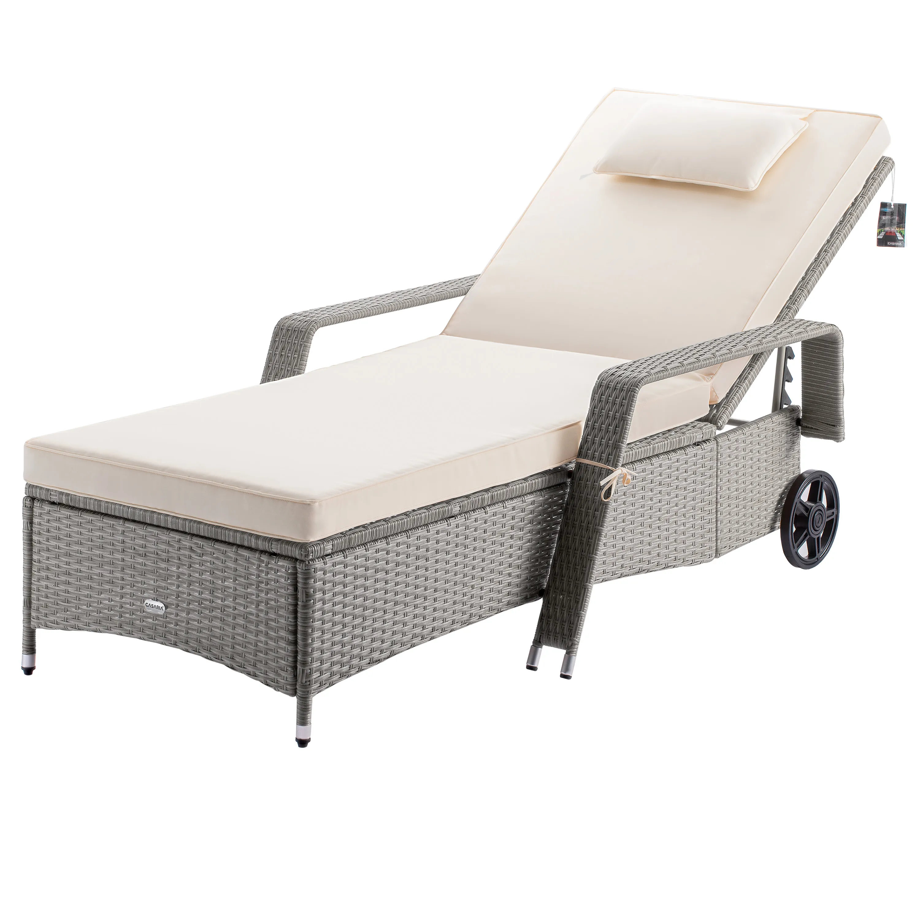 Polyrattan Gartenliege Creme/Creme 193x90x43cm günstig online kaufen