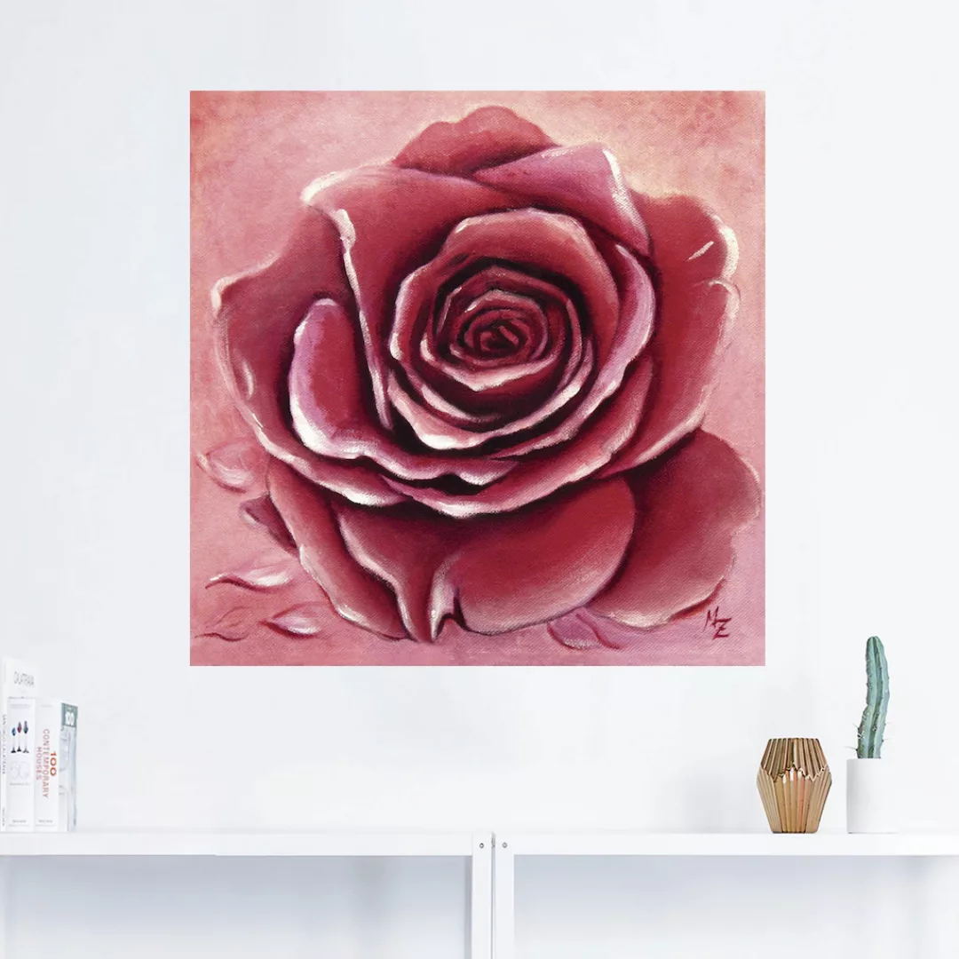 Artland Wandbild "Rote Rose handgemalt", Blumen, (1 St.), als Alubild, Outd günstig online kaufen