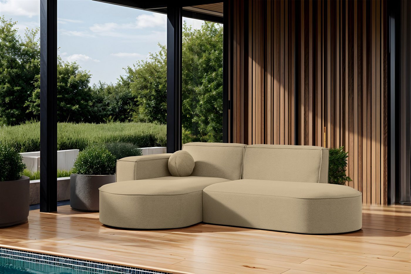 Fun Möbel Loungesofa Gartenmöbel Gartensofa Ecksofa SUNDAY XS, inkl. 1 Zier günstig online kaufen