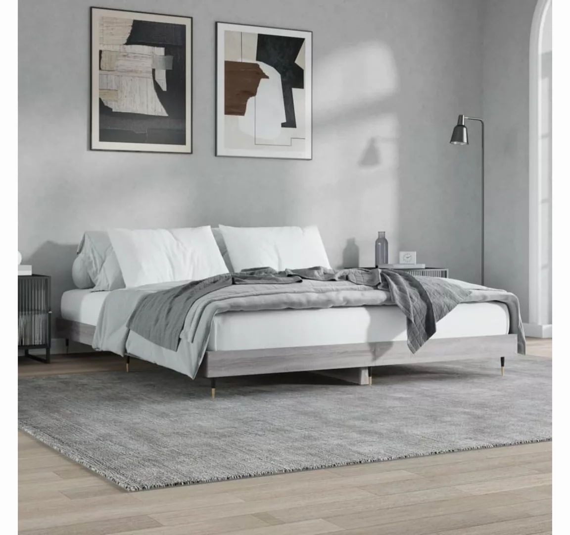 furnicato Bett Bettgestell Grau Sonoma 140x200 cm Holzwerkstoff günstig online kaufen