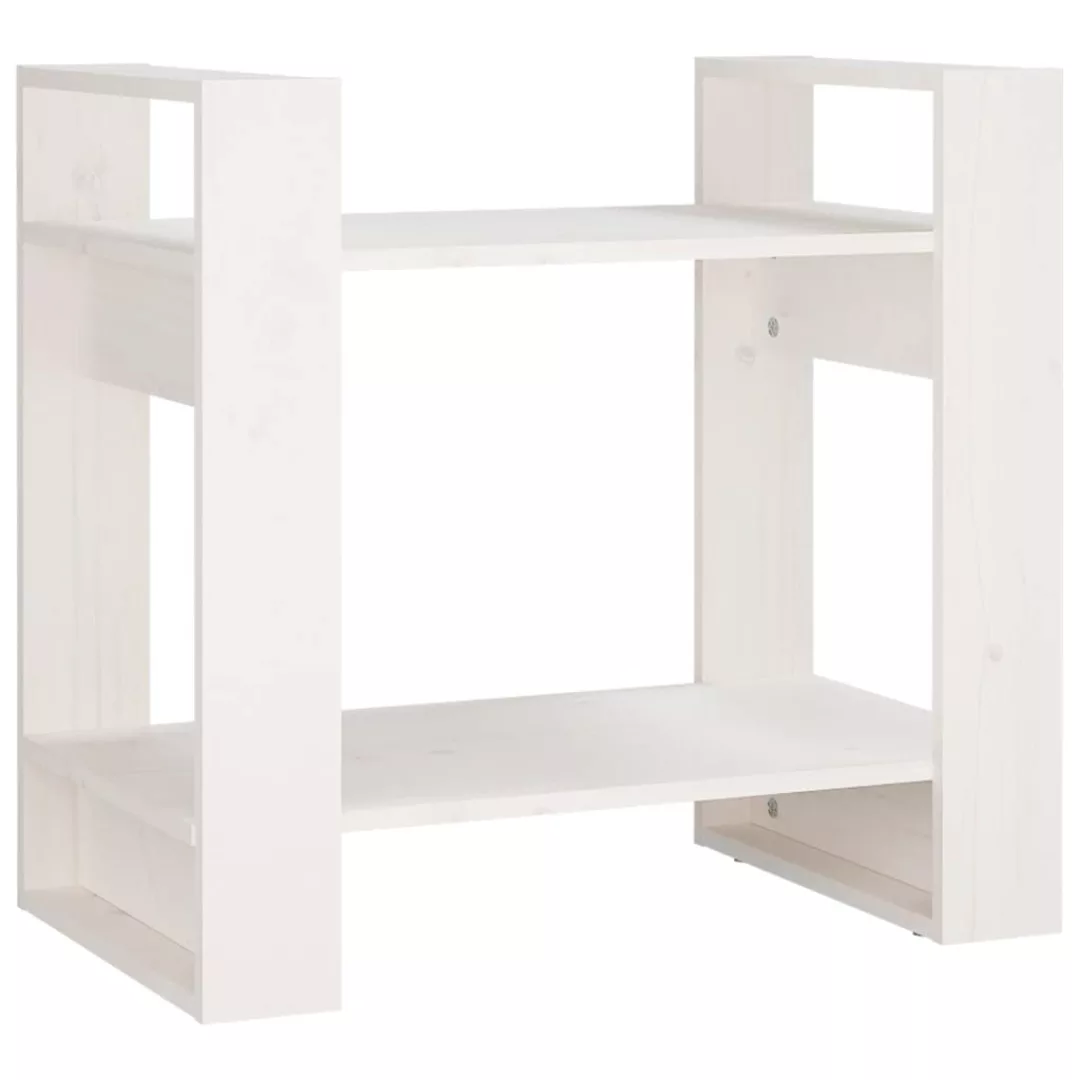 Vidaxl Bücherregal/raumteiler Weiß 60x35x57 Cm Massivholz Kiefer günstig online kaufen