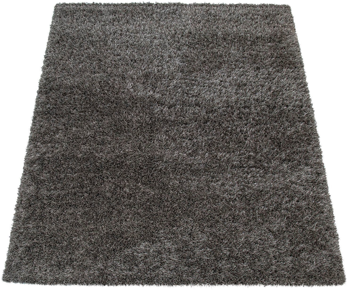 Paco Home Hochflor-Teppich »Maya 400«, rechteckig, 49 mm Höhe, Uni-Farben, günstig online kaufen