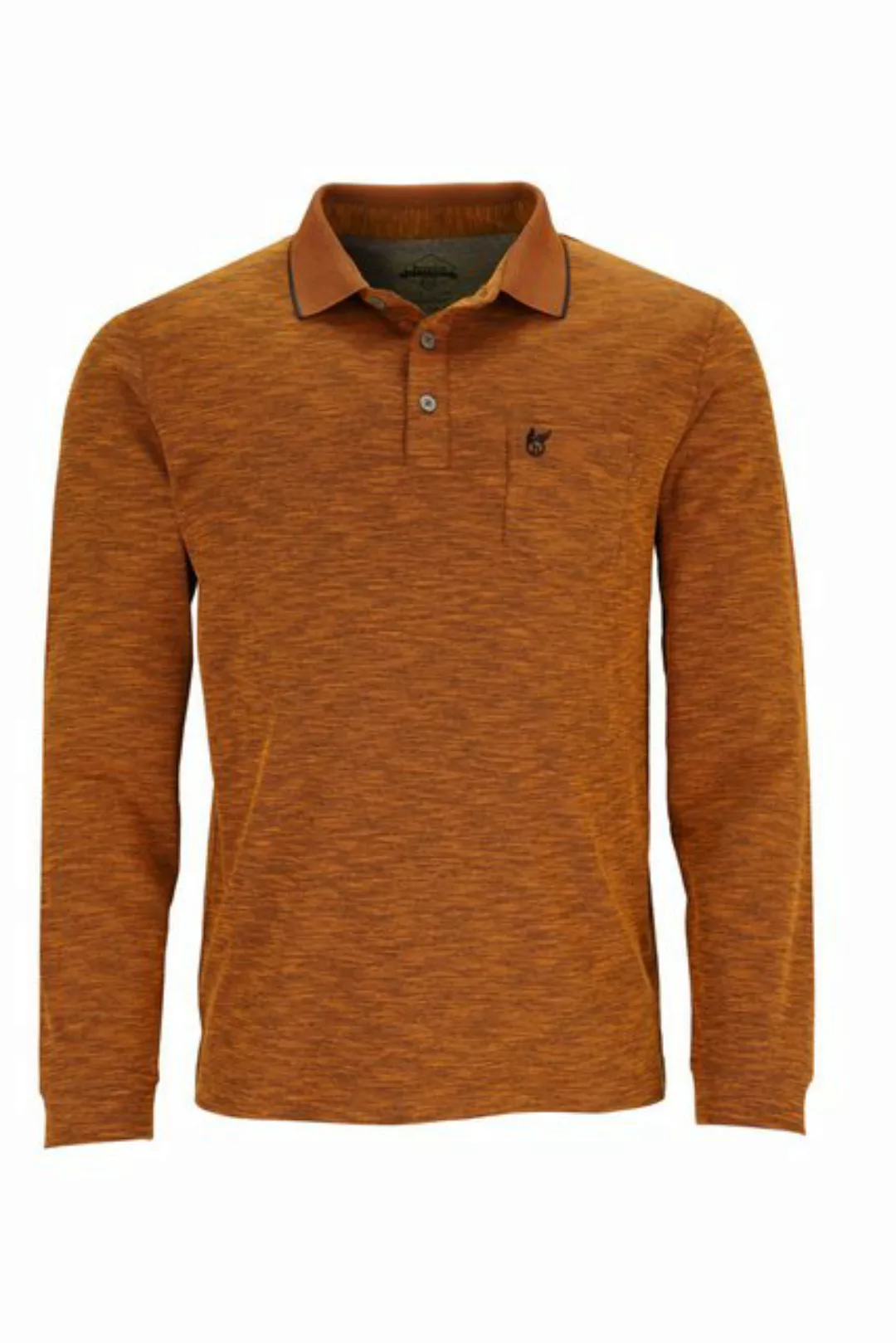 Hajo Langarm-Poloshirt H Softknit Polo Flammengarn curry günstig online kaufen