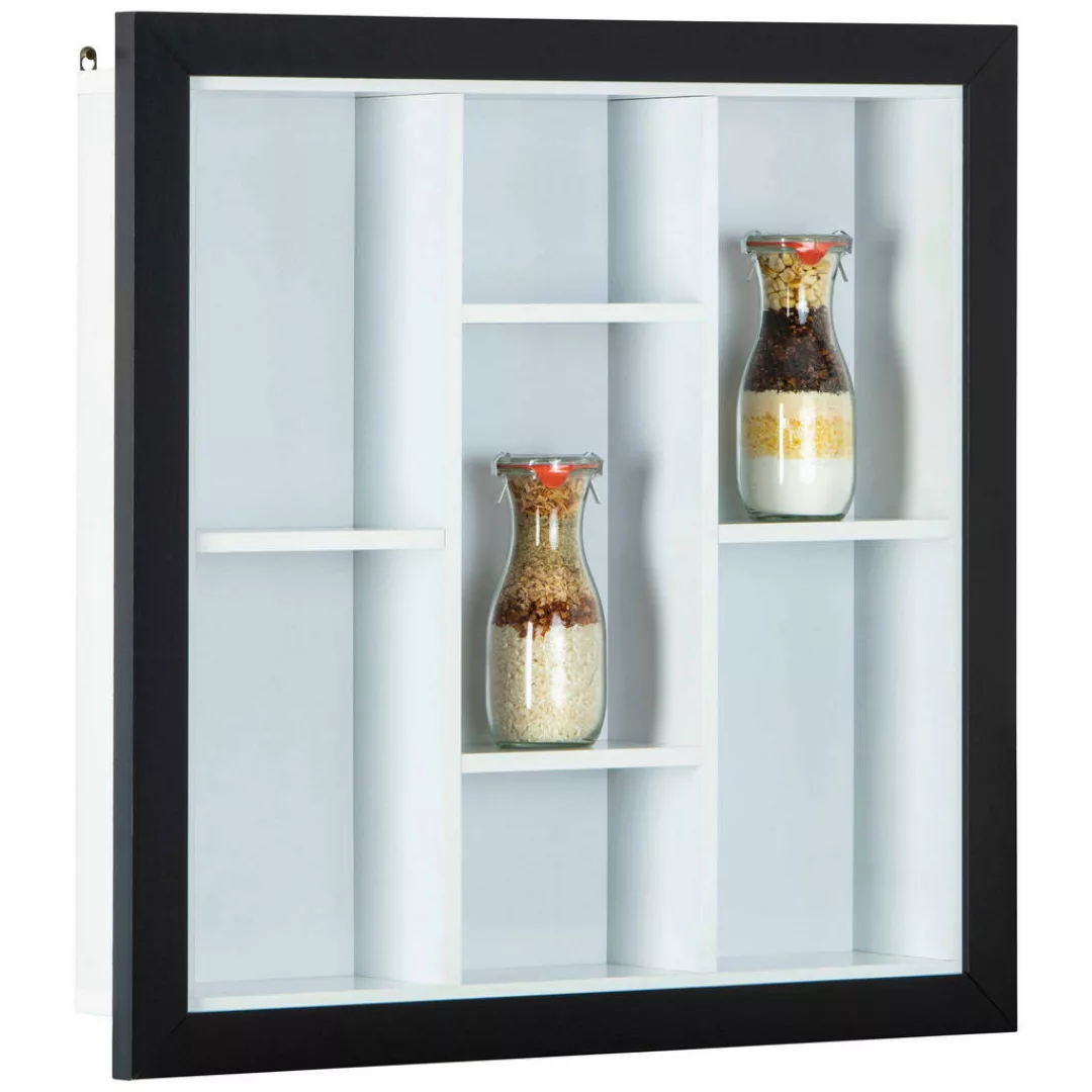 Vitrine Septem schwarz weiß B/H/T: ca. 66,5x66,5x13,7 cm günstig online kaufen