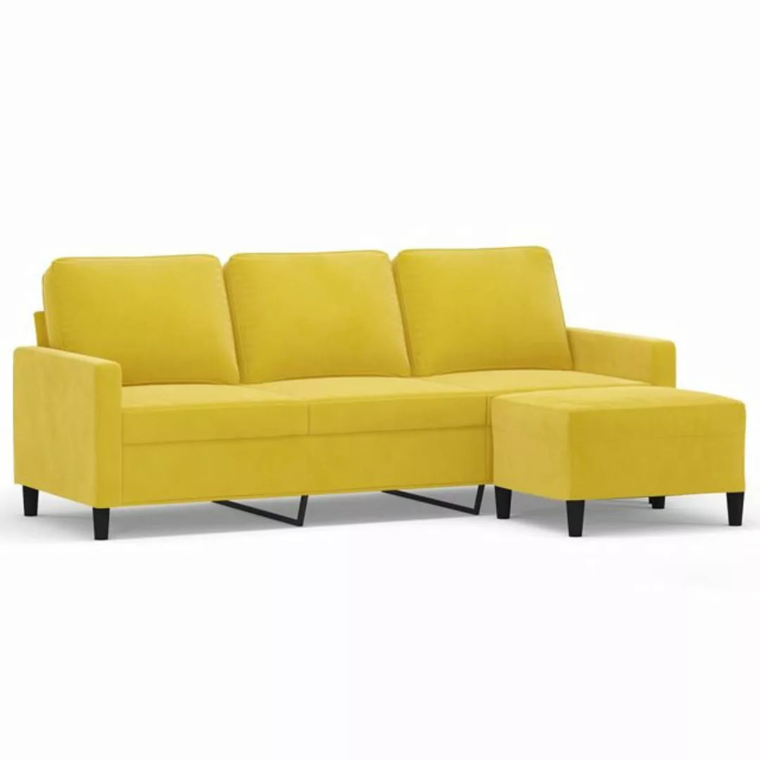 vidaXL Sofa 3-Sitzer-Sofa mit Hocker Samt, Gelb günstig online kaufen