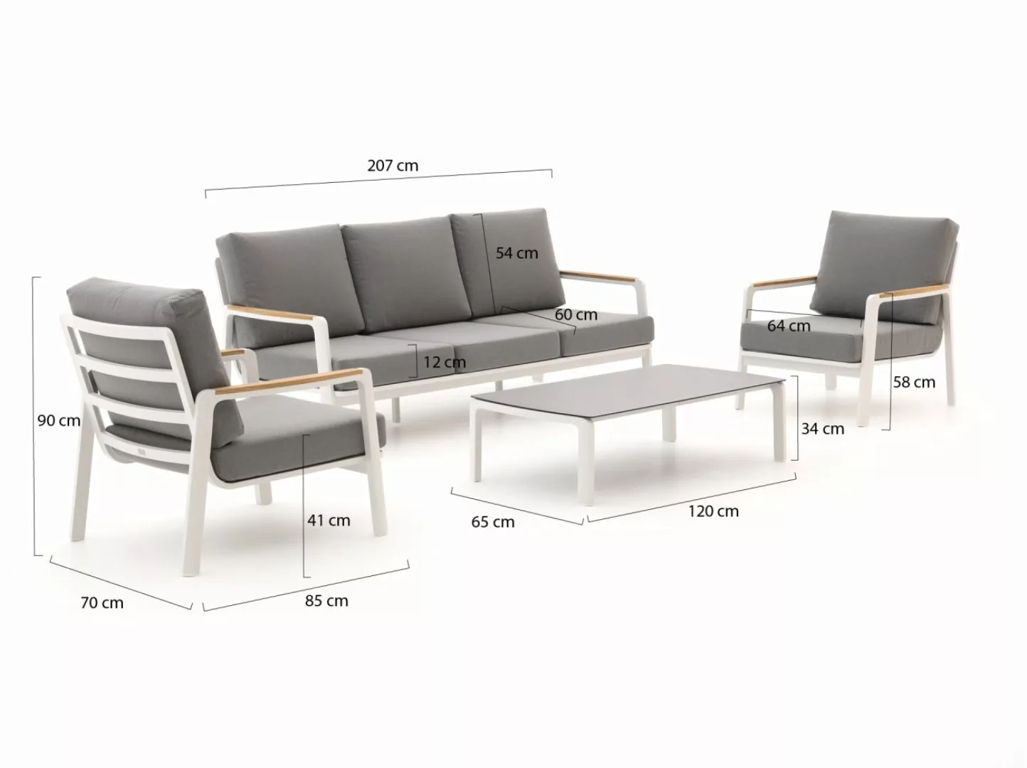 Bellagio Ciane Sessel-Sofa Lounge-Set 4-teilig (5-Sitzer) günstig online kaufen