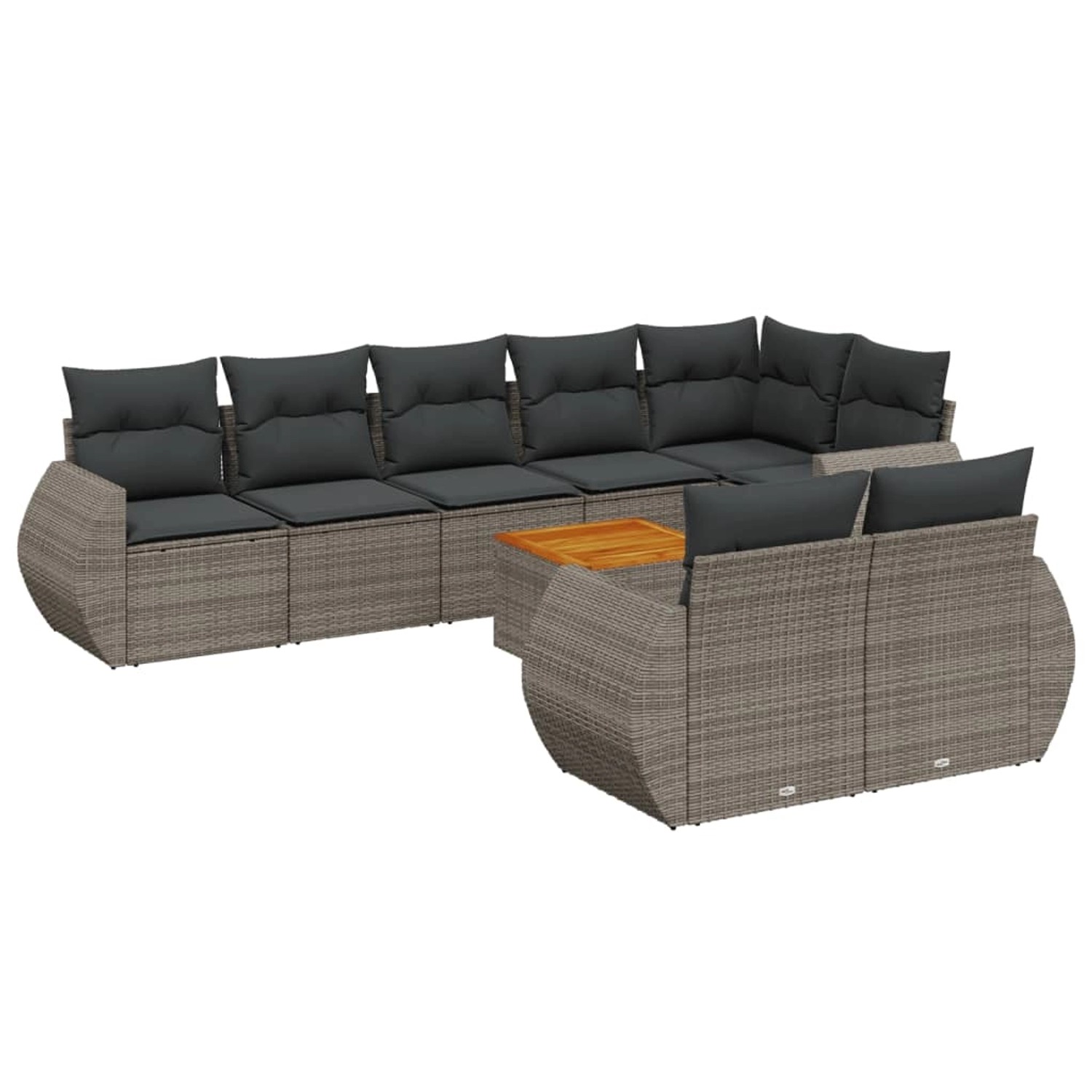 vidaXL 9-Tlg Garten-Sofagarnitur mit Kissen Grau Poly Rattan 3225094 günstig online kaufen